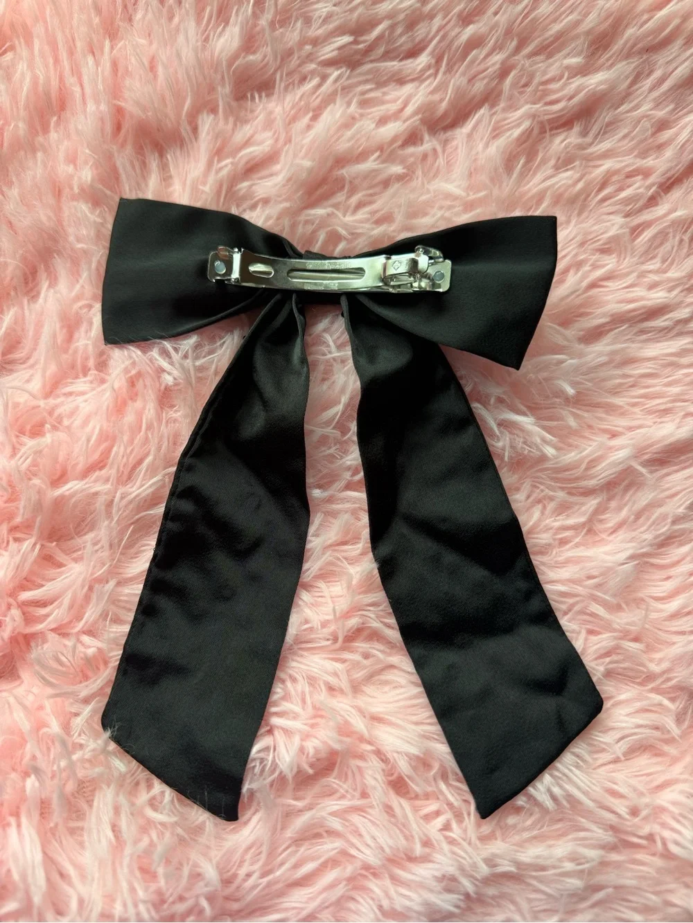 Francesca's Black Bow Hair Clip with Beaded Detail